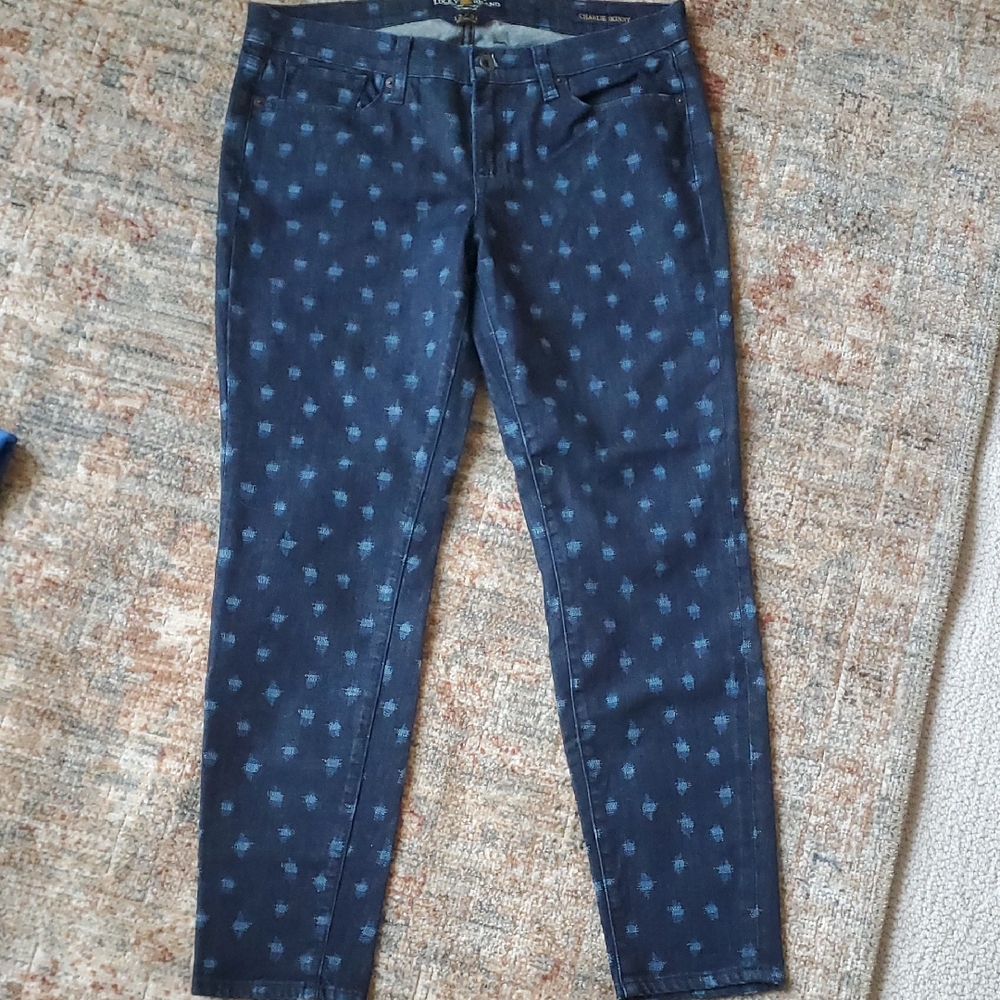 Lucky Brand Dark Blue Skinny Jeans With Dots 12/31